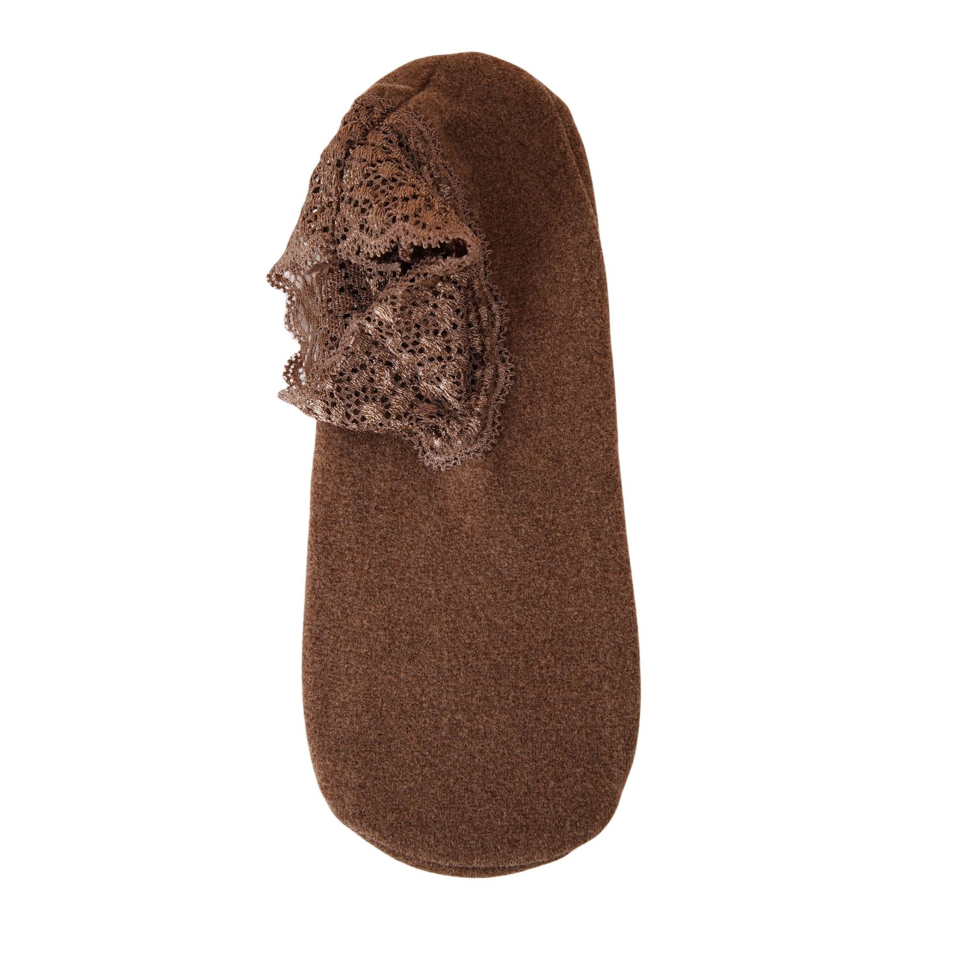 De Rong Floor Socks, Autumn and Winter Thickened Warm Lace-Edged Short Socks, Silicone Non-Slip Breathable Home Floor Socks for Women