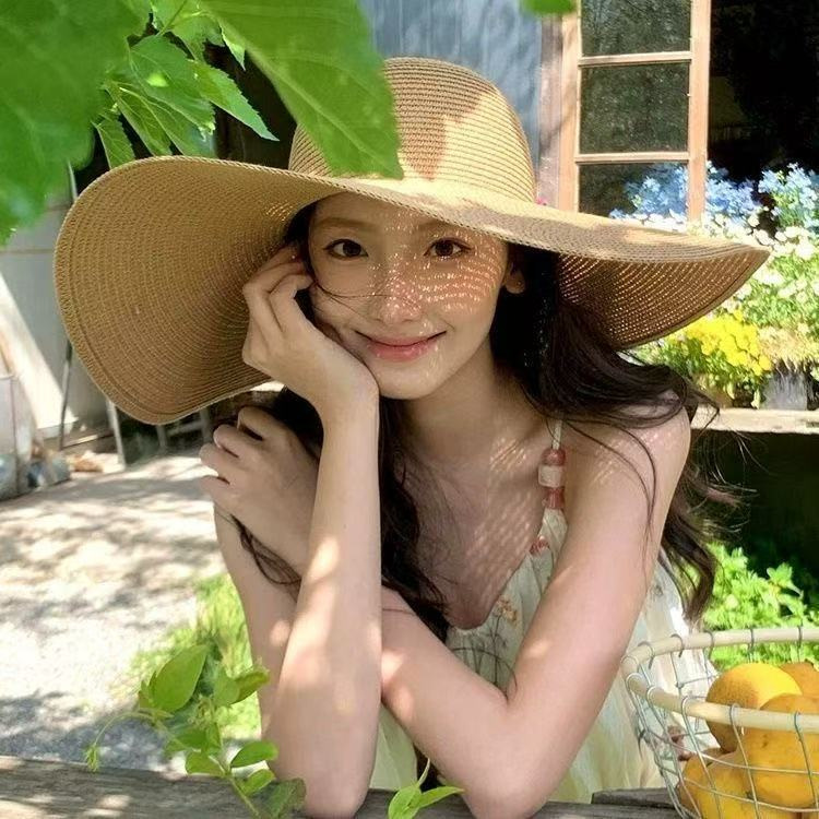 챙 넓은 밀짚모자 - 카키