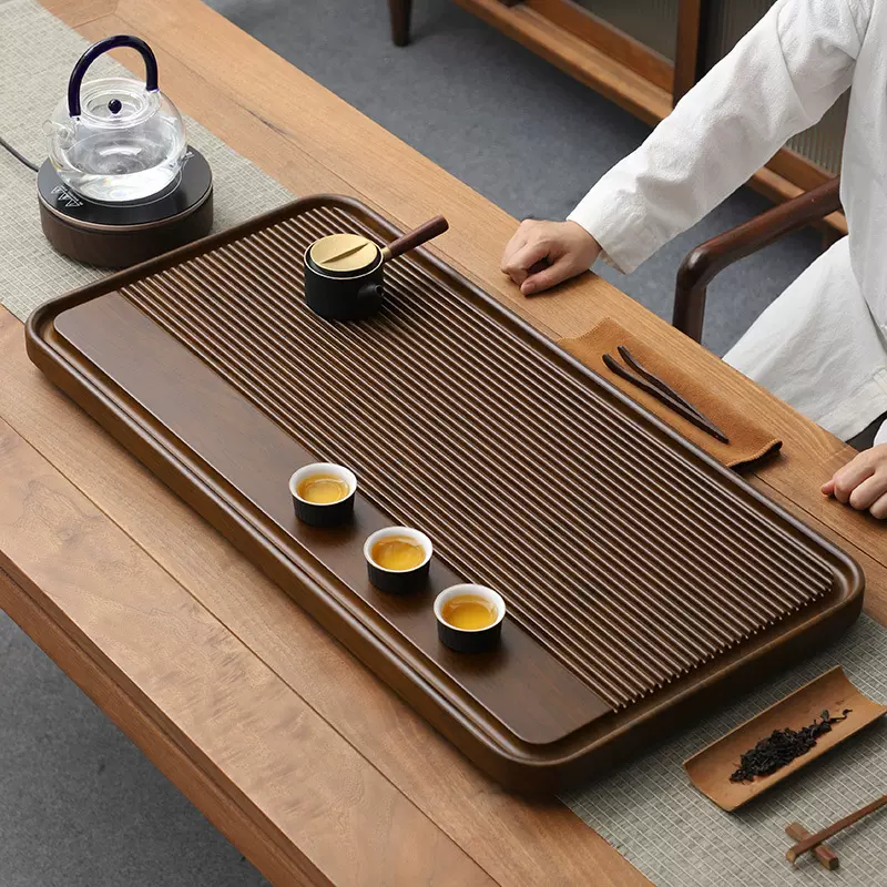 实木茶盘家用整块长方形简约实心通体金丝楠竹茶台大直销国潮风