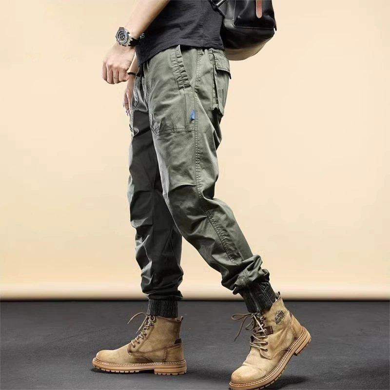 Demi-season retro wear-resistant trousers for leisure, American style