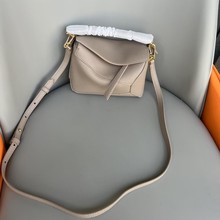 欧美复古头层牛皮几何包真皮包手提拼接枕头包男女同款单肩斜挎包