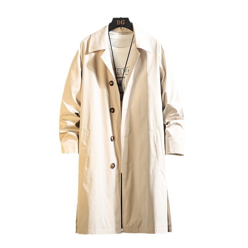 2024 가을과 겨울 대외 무역 새로운 아마존 남성 영국 윈드 브레이커 코트 국경 긴 패션 남성 윈드 브레이커