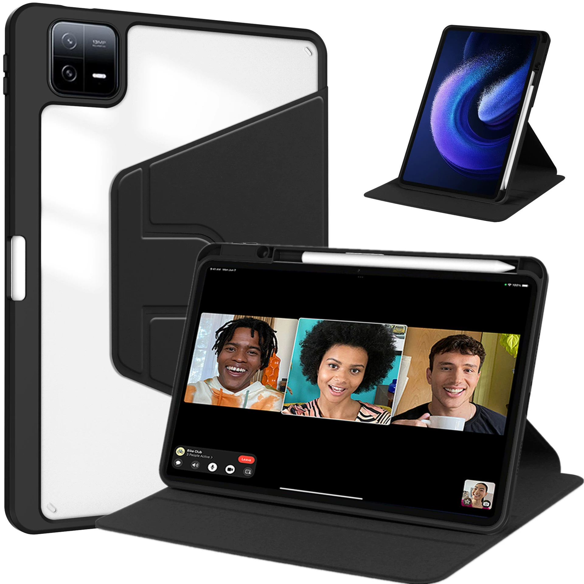 Подходящий защитный чехол для планшета Redmi pad PRO 12.1, новая модель с отсеком для стилуса, 360 покрытие с поворотом