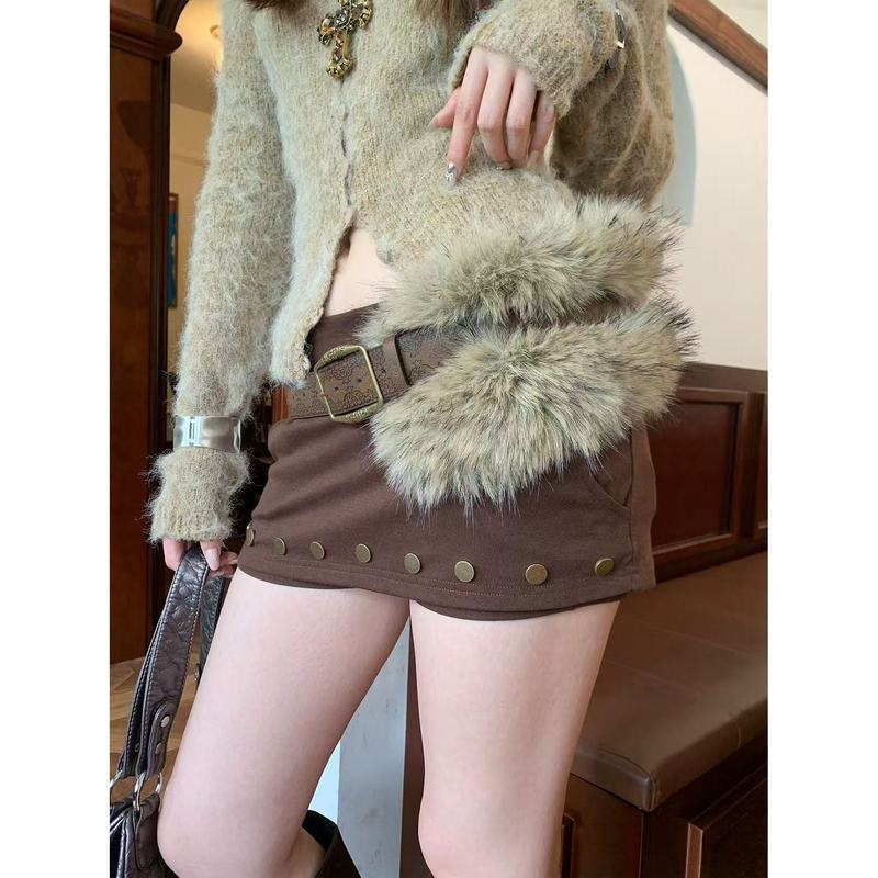 美式y2k毛毛拼接印花腰带女复古小众配裙子牛仔裤带收腰百搭皮带|undefined