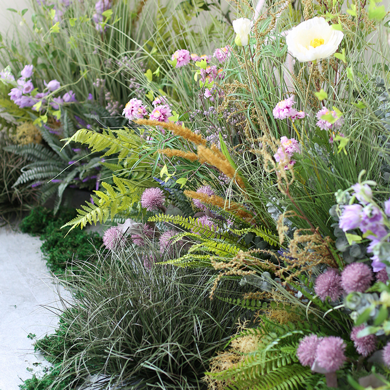 Gran planta suave decoración paisaje jardín flores y plantas decoración hotel restaurante esquina jardín paisaje traje simulación Reed paja montón