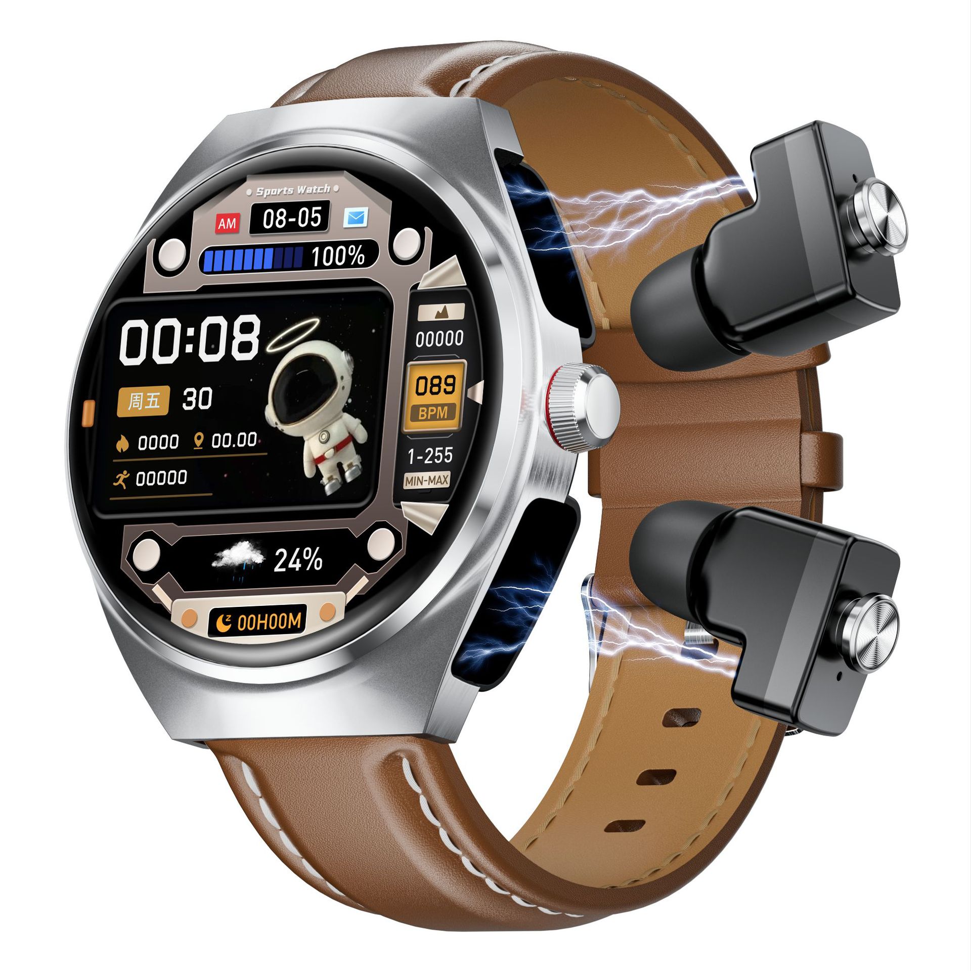 Cross-border MT95 2 en 1 reloj inteligente Bluetooth doble llamada música salud deportes TWS auriculares multifunción