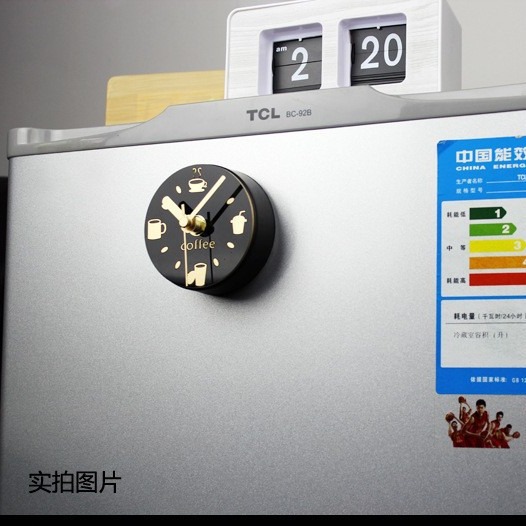 Tiempo de ocio vajilla de café refrigerador reloj creativo etiqueta magnética refrigerador etiqueta Reloj de pared mensaje etiqueta taza de café