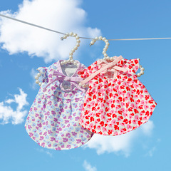 貓貓衣服春夏薄款棉質狗狗寵物可愛貓咪公主裙飛肩袖仿掉毛碎花裙