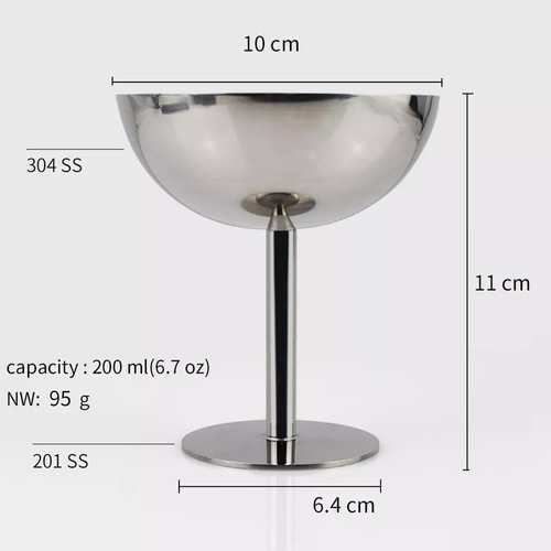 Ice cream bowl 304 stainless steel popsicle bowl salad bowl dessert cup dessert fruit table pudding cup popsicle cup