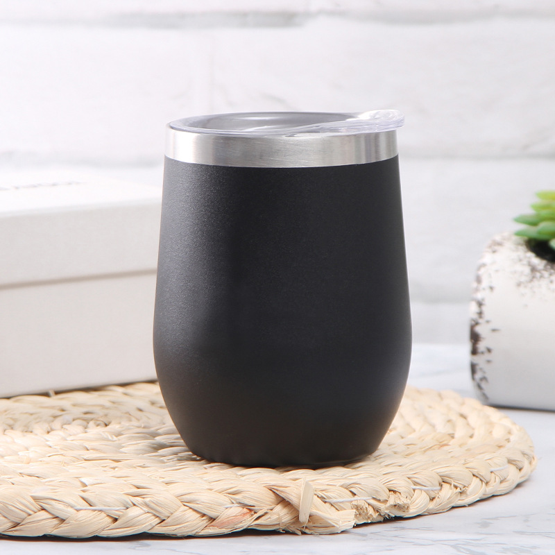 Suministro directo de fábrica 12oz304 taza de huevo de acero inoxidable aislamiento al vacío de doble capa taza de preservación en frío copa de vino tinto en forma de U
