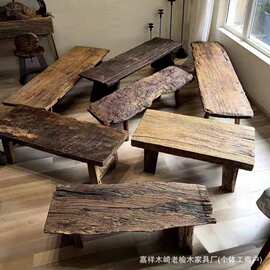 侘寂风老榆木茶桌异形中古民宿矮桌家用茶桌泡茶台榻榻米禅意茶桌