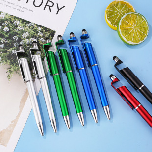 Simple Metallic Color Mobile Phone Touch Screen Ballpoint Pen Mobile Phone Holder Ballpoint Pen Anti-Metal Pen Wholesale Stationery