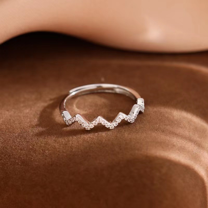Xida S925 anillo de onda de plata esterlina diseño de nicho femenino anillo liso anillo de moda personalidad diseño de nicho alto sentido