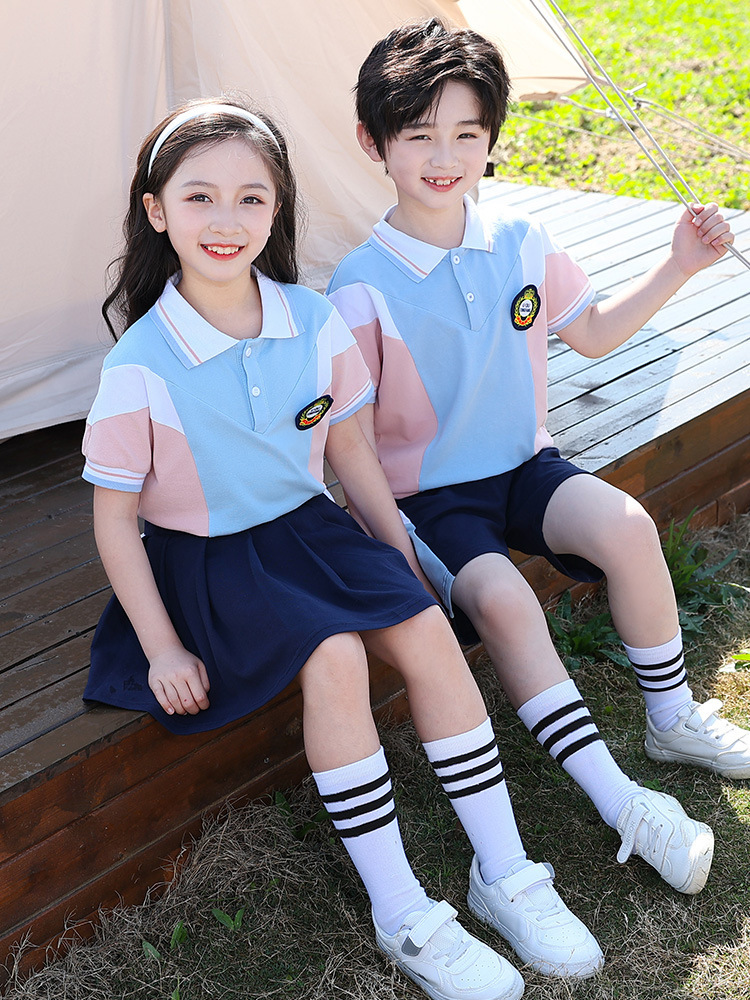 Preschool summer uniform for large class graduation, children's school uniform, summer short-sleeved sports style, primary school class uniform