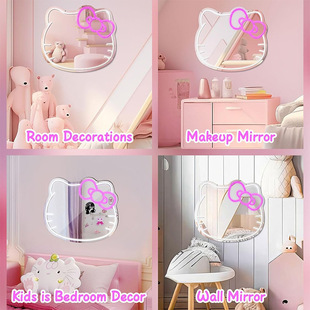 Amazon Cartoon Mirror Neon Led Fill Light Mirror Hellokitty Cat Bathroom Bedroom Decoration Ambient Light