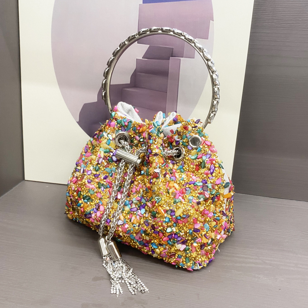 487g Weight String Closure Type Top Handle Strap Type Bucket Bag Bags Type Holiday, Shopping Occasion Polyester Material Solid Color Pattern All Seasons Season Women's Gender Streetwear Style Bucket Shape Medium Size Women's Medium Polyester Solid Color Streetwear Bucket String Bucket Bag 15