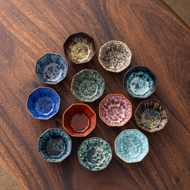 Ceramic Tea Cup for Gathering Wealth from All Directions, Gift Tea Set, Master Cup, Tasting Cup, Personal Tea Bowl, Light Luxury Retro Style