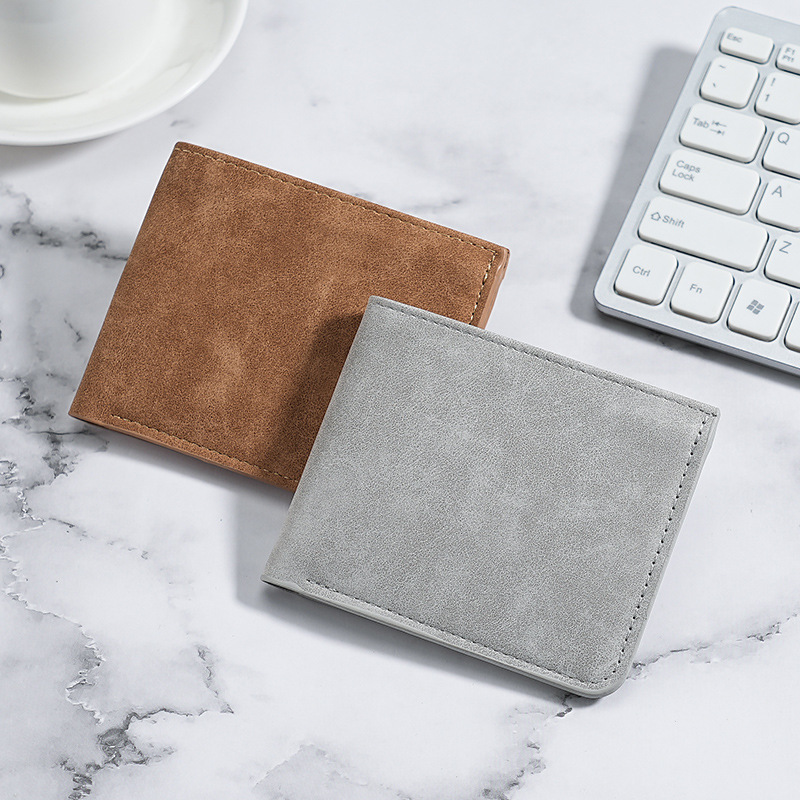 Wallet Men's Simple Frosted Soft Leather Short Ultra-thin Wallet Multi-card Suede Trendy Brand One-piece Ultra-thin Folding Wallet Men's Simple Frosted Soft Leather Short Ultra-thin Wallet Multi-card Suede Trendy Brand One-piece Ultra-thin Folding
