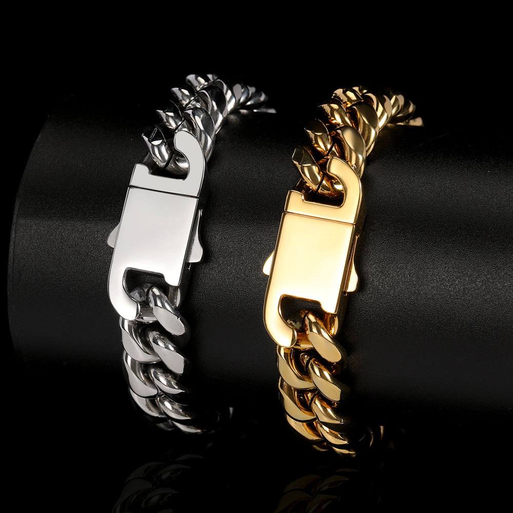 145g Weight Bracelets Classification Hip-Hop Geometric Stainless Steel Plating Men'S Bracelets