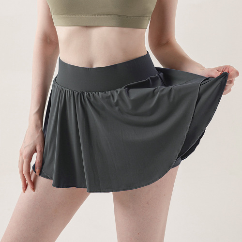 Summer New Anti-Slip Badminton Fitness Tennis Skirt for Women Three-Quarter Length Sports Yoga Short Skirt with Large Pockets