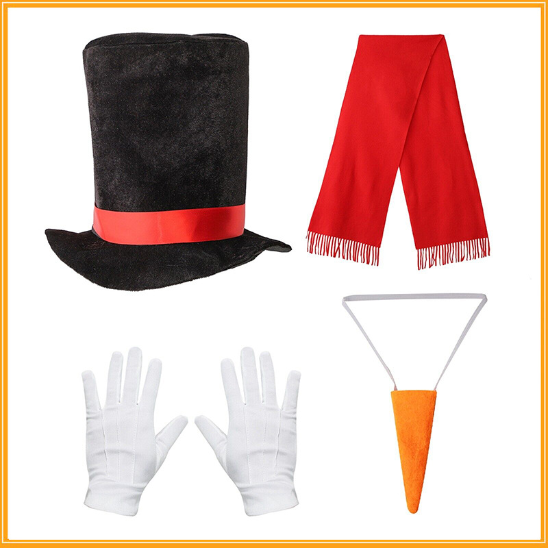 Christmas Halloween Party Santa Snowman High Hat Gloves Red Scarf Radish Nose Props COS