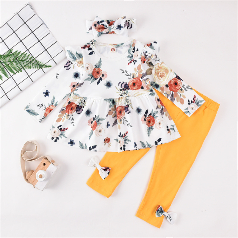 3 Year Old Female Baby Autumn Bow Children's Clothing Suit display picture 11