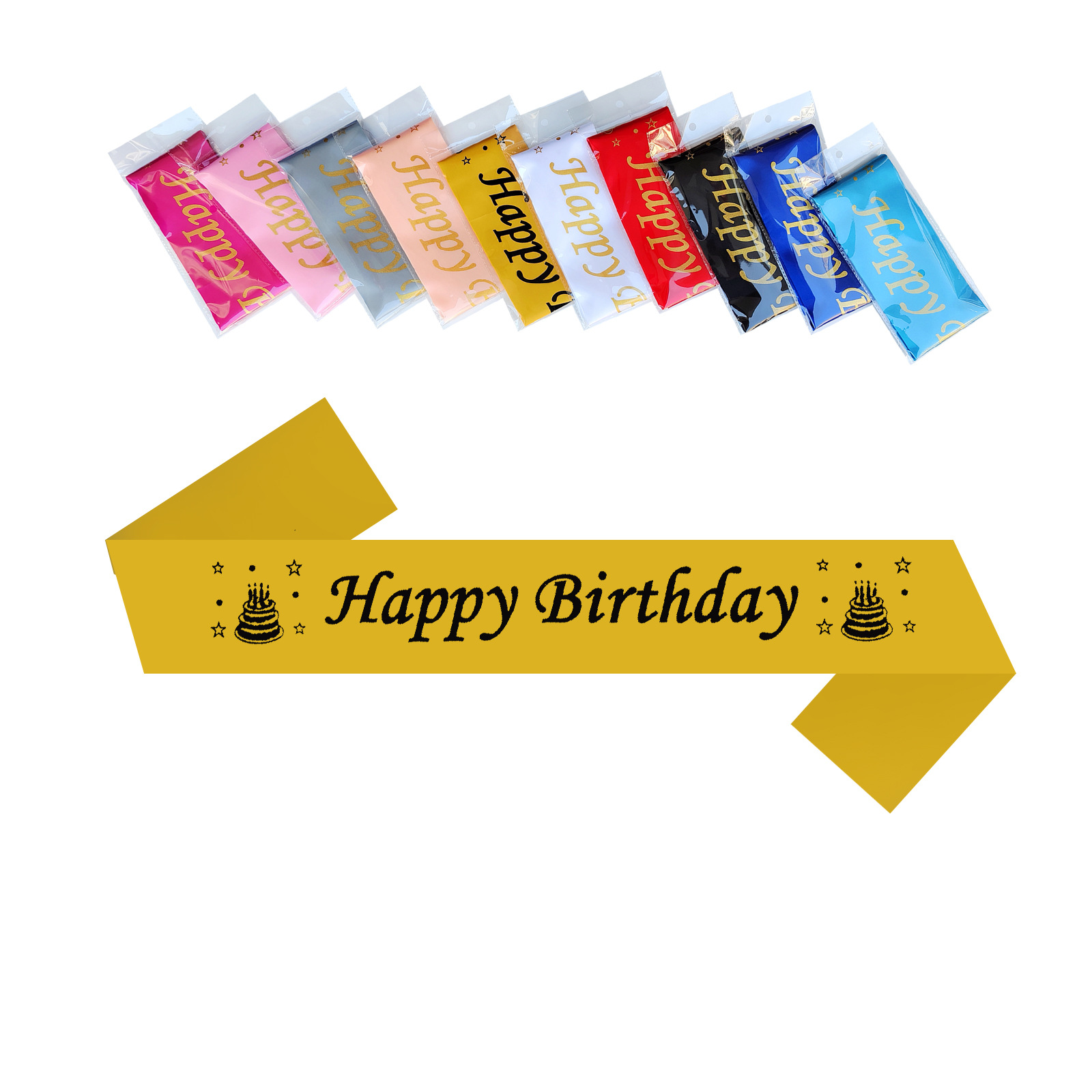 Feliz cumpleaños impresión de serigrafía inglesa correa de hombro para fotos accesorios suministros de fiesta transfronterizos varios estilos de venta transfronterizas