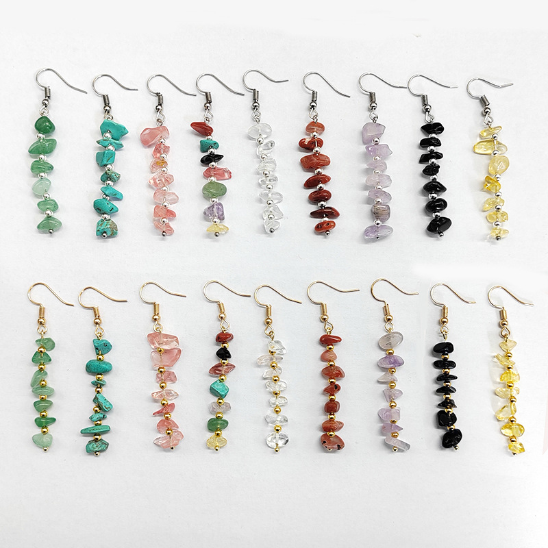 8g Weight Drop Earrings Classification Women'S Natural Stone Healing Geometric Drop Earrings Healing Crystals Jewelry