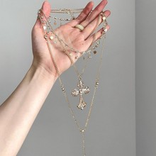 复古巴洛克多层叠戴十字架项链女2025新款高级感个性夸张长款颈链