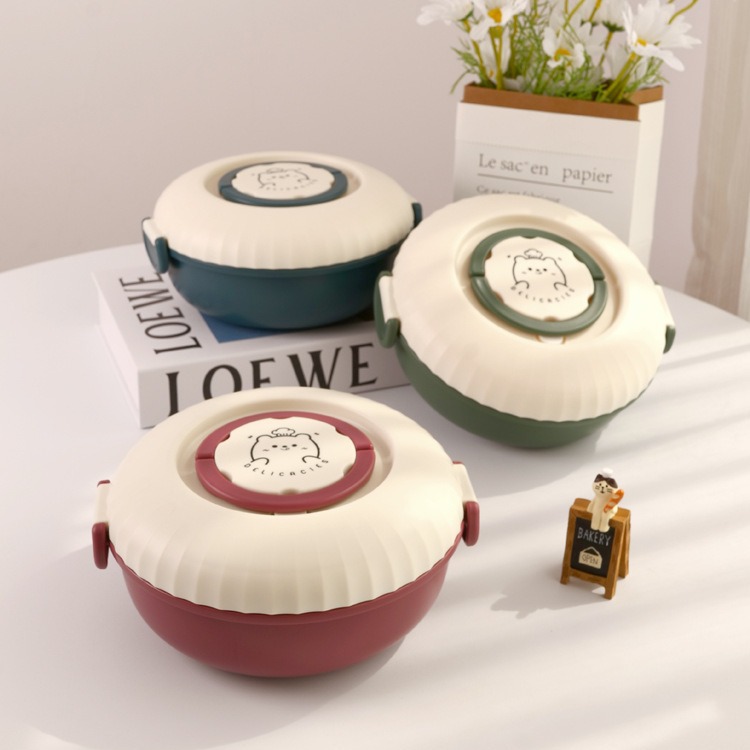 Lonchera portátil de doble capa de 1,2 L apta para microondas con compartimento para salsa