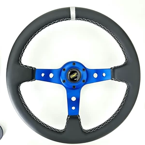 Car Modification Omp Steering Wheel Genuine Microfiber Leather 14inch /350Mm Imitation Racing Sports Universal Steering Wheel
