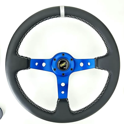 Car Modification Omp Steering Wheel Genuine Microfiber Leather 14inch /350Mm Imitation Racing Sports Universal Steering Wheel