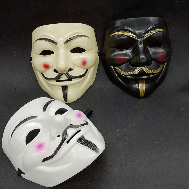 Fabricantes al por mayor carnaval transfronterizo V-shaped venganza máscara de Halloween payaso de terror disfraz máscara de plástico