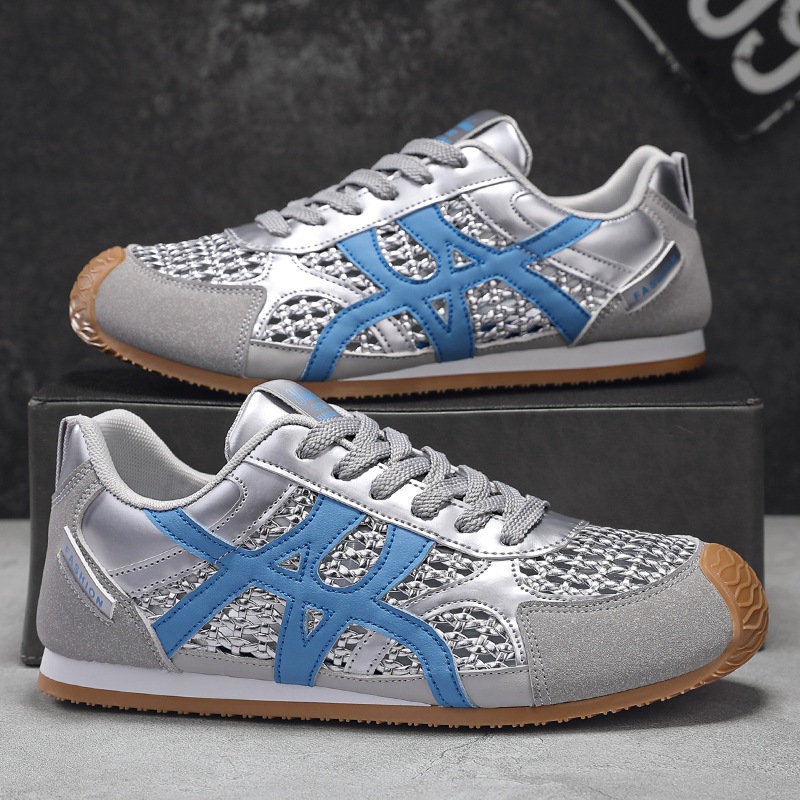 Zapatos de hombre huecos tejidos, zapatos de entrenamiento alemán de verano, zapatos casuales de moda para hombre, zapatos deportivos transpirables para estudiantes, nuevos hombres 2025