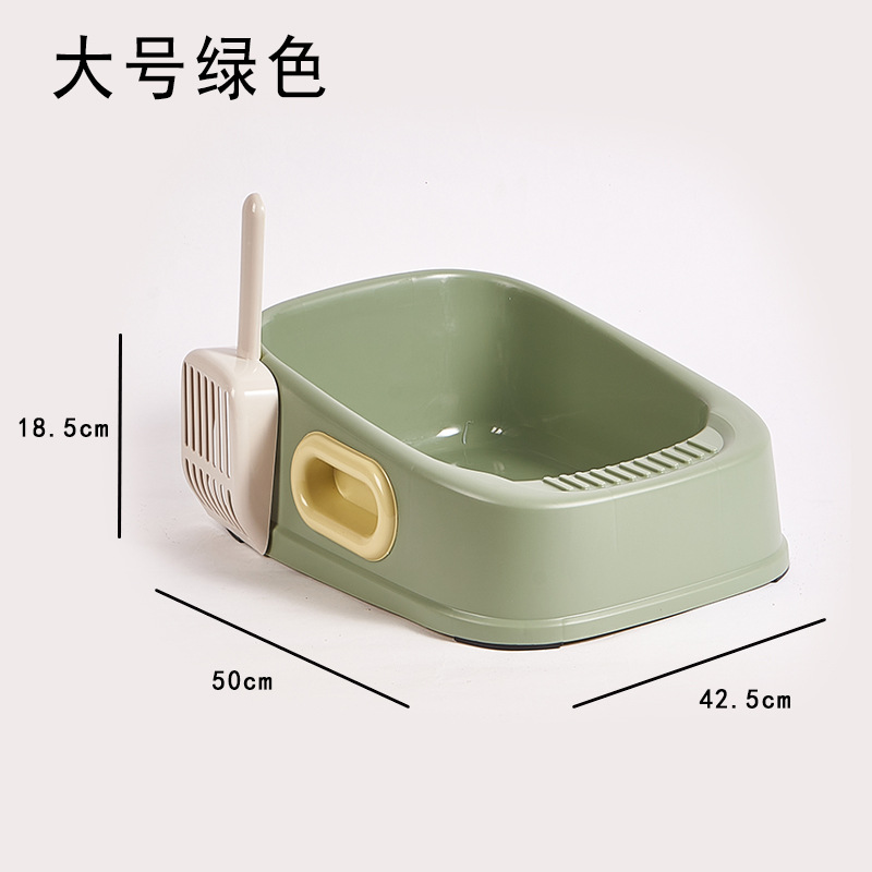 Caja de arena para gatos Manija de oreja de gran tamaño Inodoro de gato cuadrado Caja de arena para gatos de alta cubierta Caja de arena para gatos de estilo casero en stock al por mayor