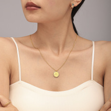 鑫艺鑫CNC镶钻满天星双面meve字母叠戴链条项链手链精致钛钢套装