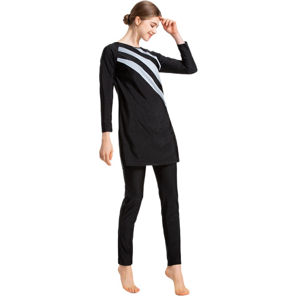 S-6Xl Conservative Women's Swimwear Amazon Aliexpress Sun Protection Three-Piece Swimsuit L020 Long Sleeve
