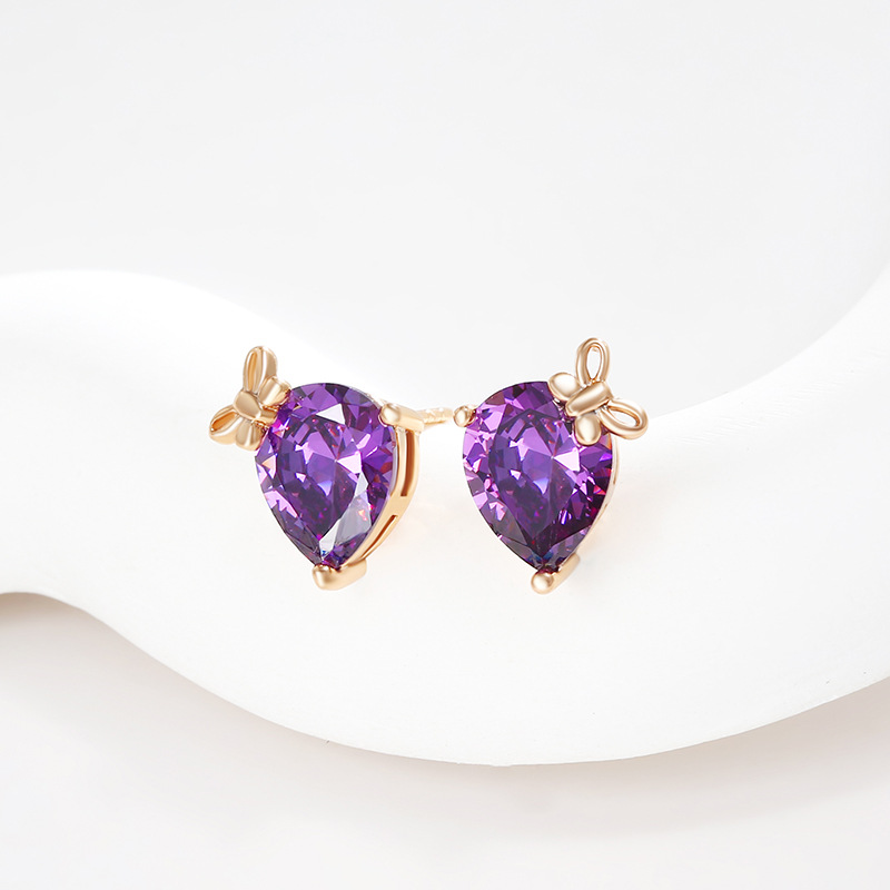 Xuping joyería artificial gema gota de agua arco pendientes de alto grado de luz de lujo pendientes de moda joyería femenina al por mayor