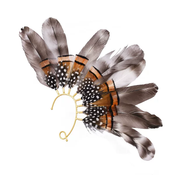 Cross-border new retro eight-feather ear hooks, European and American exaggerated Indian-style brown earrings, in stock from the manufacturer