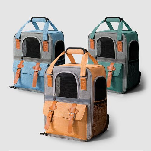 Cat backpack outdoor portable large capacity pet bag, dual-shoulder transparent four-season universal dog bag, hand-held breathable cat bag