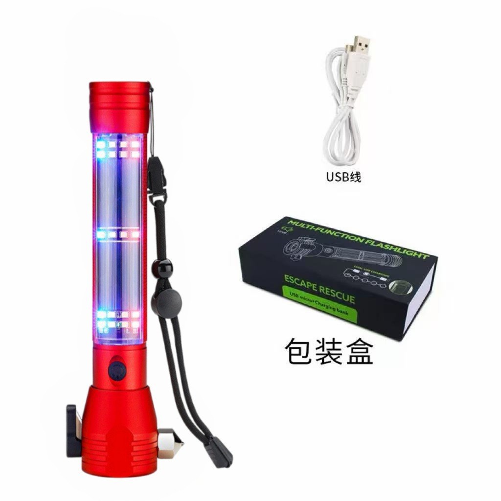Cross-Border Multifunctional 16-in-1 Safety Hammer Flashlight Fire-Fighting Handheld Emergency Window-Breaking Hammer Outdoor Lighting Too