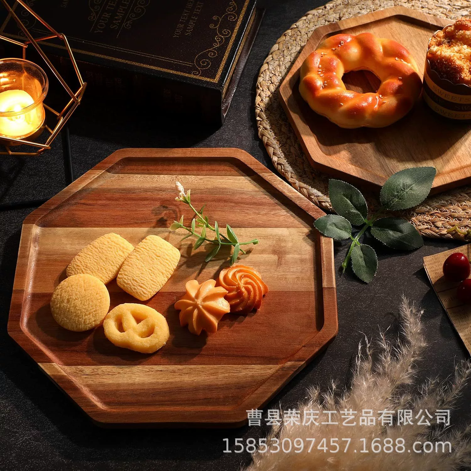 Поднос из акации Деревянная восьмиугольная поднос с фруктами для хлеба Декоративная доска для приготовления пищи Кухонная овощная тарелка