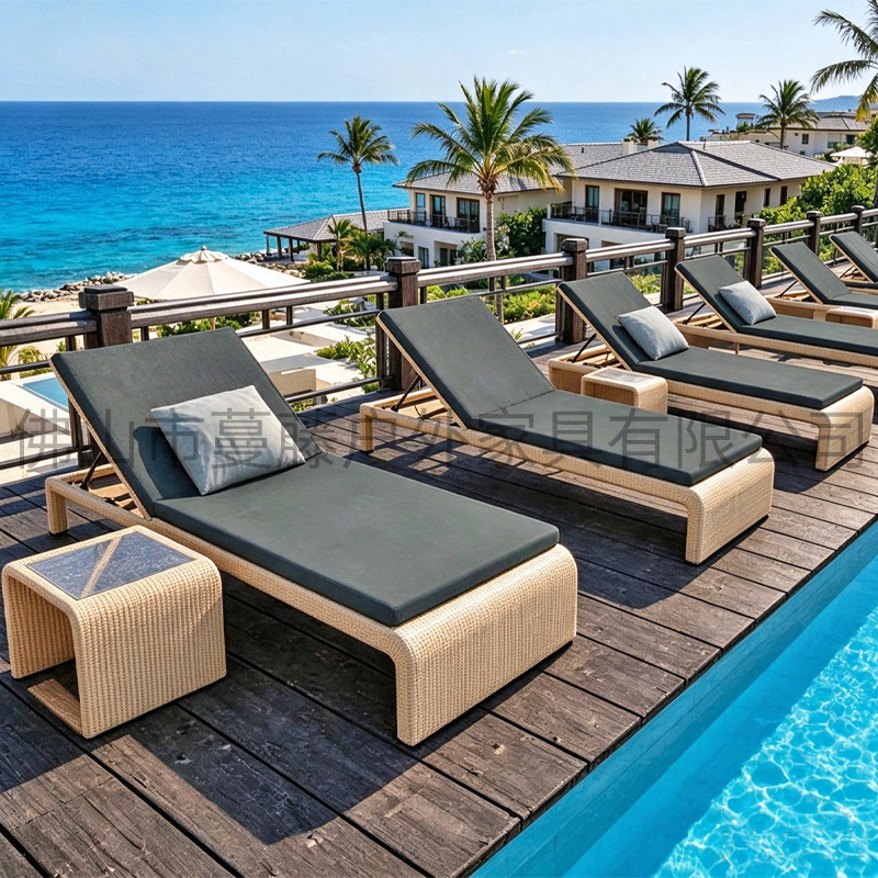 Outdoor Lounge Bed, Courtyard Open-Air Balcony Sofa Bed, Hotel and Guesthouse Leisure Rattan Lounge Chair, Outdoor Pool Beach Chair Outdoor Lounge Bed, Courtyard Open-Air Balcony Sofa Bed, Hotel and Guesthouse Leisure Rattan Lounge Chair, Outdoor Pool Beach Chair