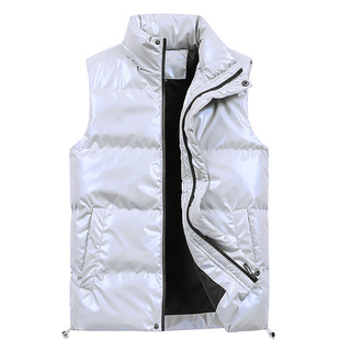 Winter new men's youth glossy solid color stand collar trendy casual waistcoat fashionable vitality vest one-piece delivery
