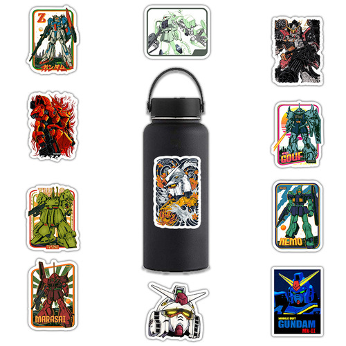 50 pieces of Robot Gundam motorcycles, cars, bicycles, skateboards, mobile phones, computers, tablets, matte film DIY stickers
