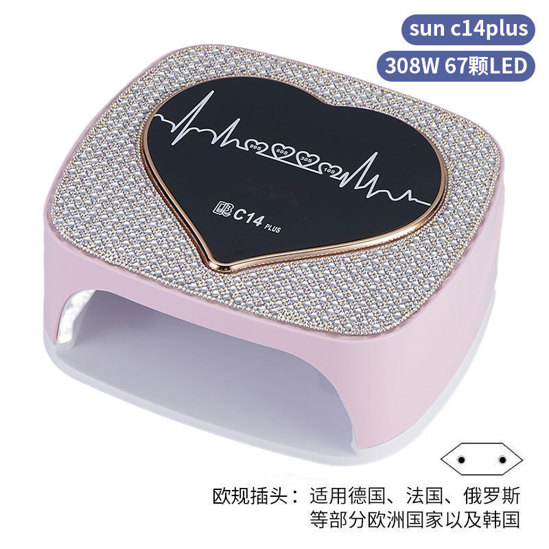 Lámpara de manicura inteligente de alta gama de luz de terapia de diamante 256W de alta potencia de pegamento de vinilo lámpara de horneado de dos manos secador de uñas transfronterizas