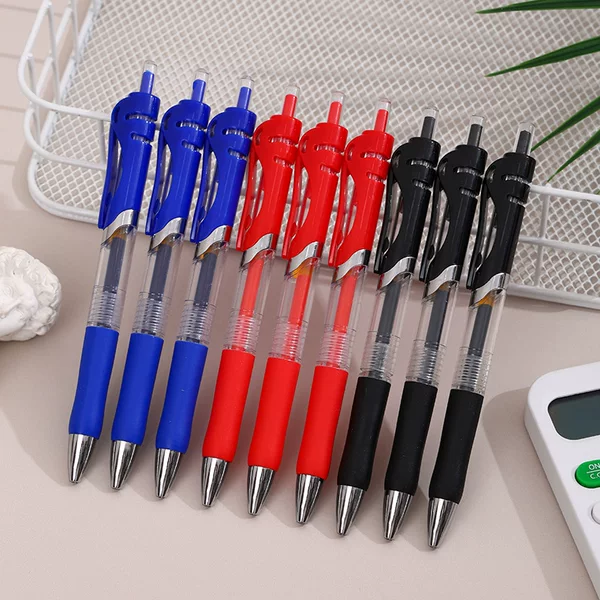 K35 Bullet Tip Retractable Red, Black, and Blue Three-Color Gel Pen Signature Pen Writing Pen Black Pen Red Pen Set Gift for Teachers