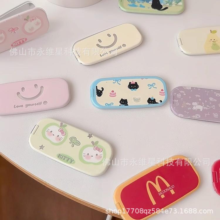Ins Foldableing Mirror Japanese and Korean Style Cartoon Pattern Mobile Phone Holder Foldableing Invisible Desktop New Paste Type Drama Ins Foldableing Mirror Japanese and Korean Style Cartoon Pattern Mobile Phone Holder Foldableing Invisible Desktop New Paste Type Drama