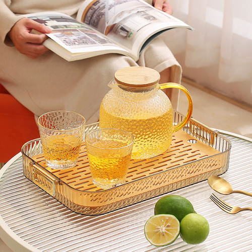 Carefully selected stove-top ice tea portable double-layer drain tray living room plastic tea tray fruit and vegetable bowls and chopsticks drain storage tray