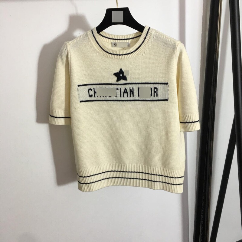 Nanyou Dio's High-End Korean-Style New Model Five-Pointed Star Letter Jacquard Wool Blend Puff Short-Sleeve Knit Top Nanyou Dio's High-End Korean-Style New Model Five-Pointed Star Letter Jacquard Wool Blend Puff Short-Sleeve Knit Top